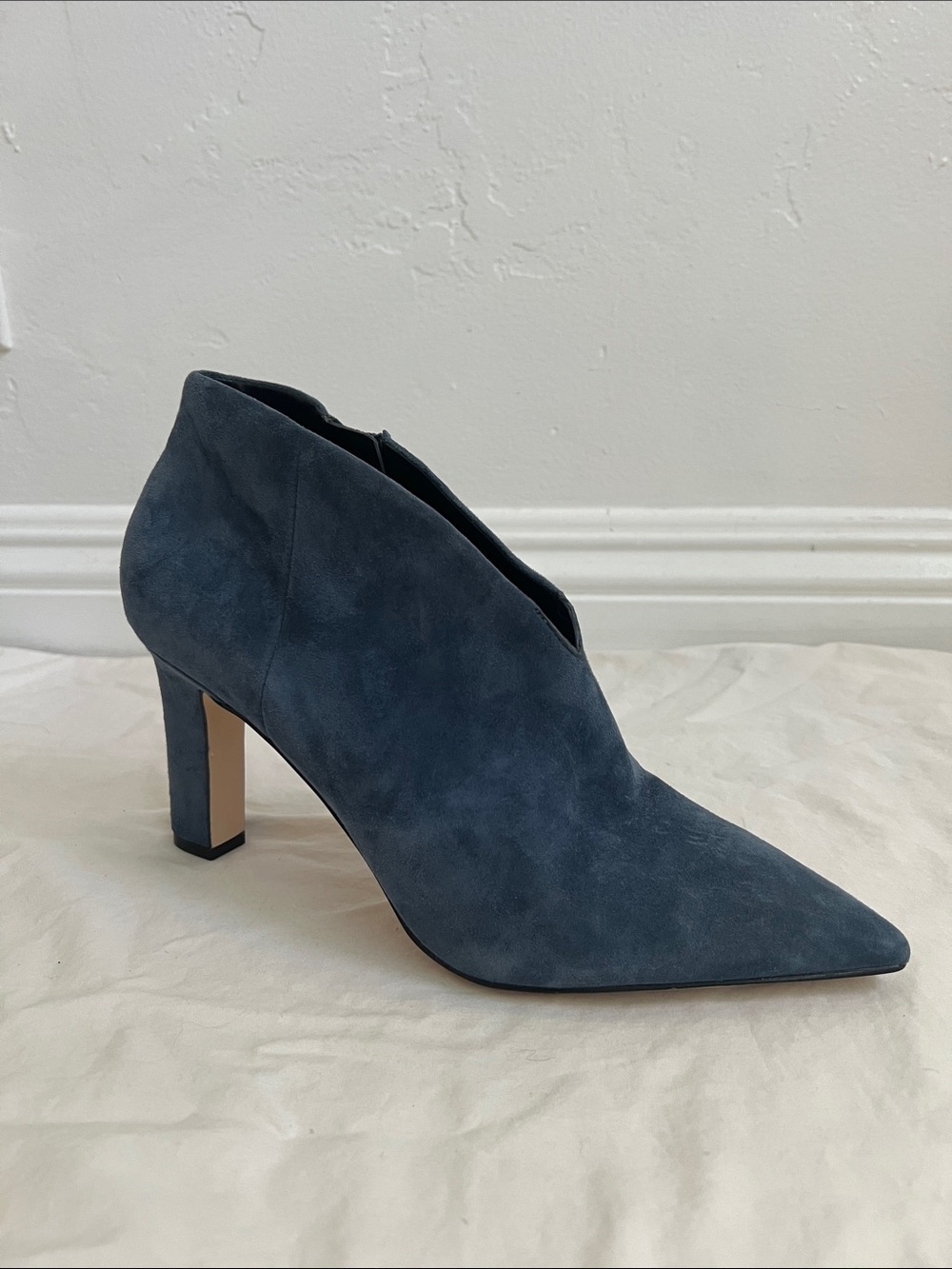 Cole Haan Navy Suede Pointed Toe Ankle Boot